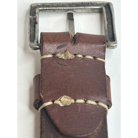 Vintage Brown Leather Belt With Embroidered Arrows & Silver Buckle Size S - Picture 5 of 12